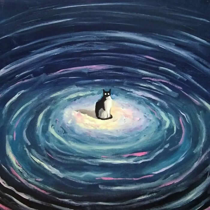 Digital Artworks of Black Cats in Fantasy Landscapes by Mitch